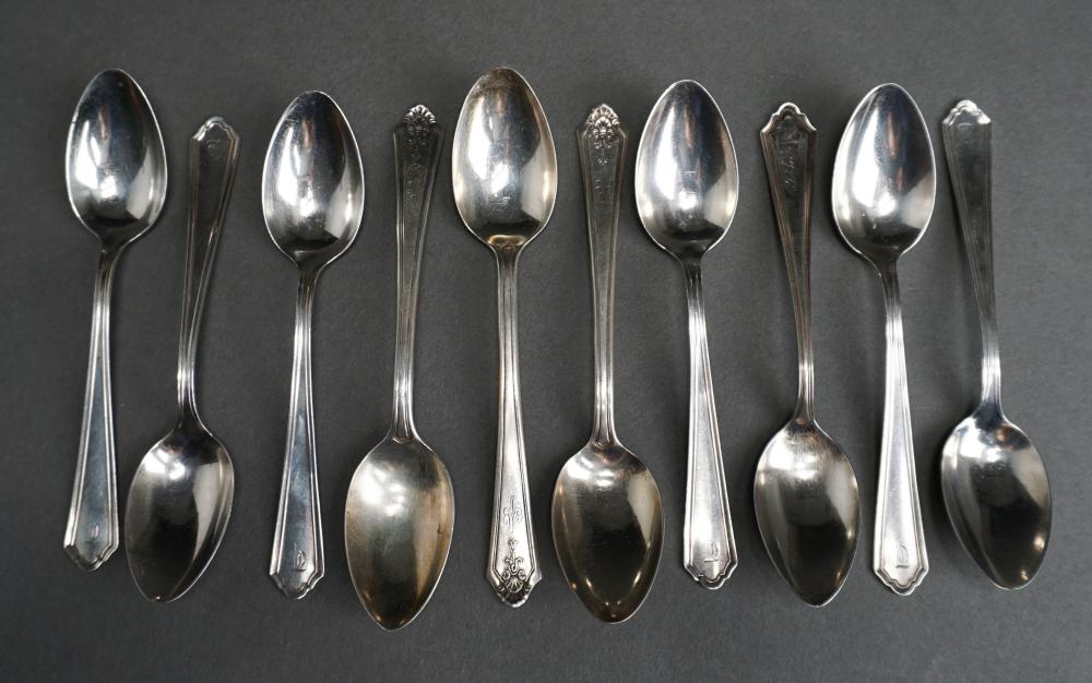 Appraisal: Ten Assorted Sterling Silver Teaspoons Predominantly Watson 'John Alden' ozt