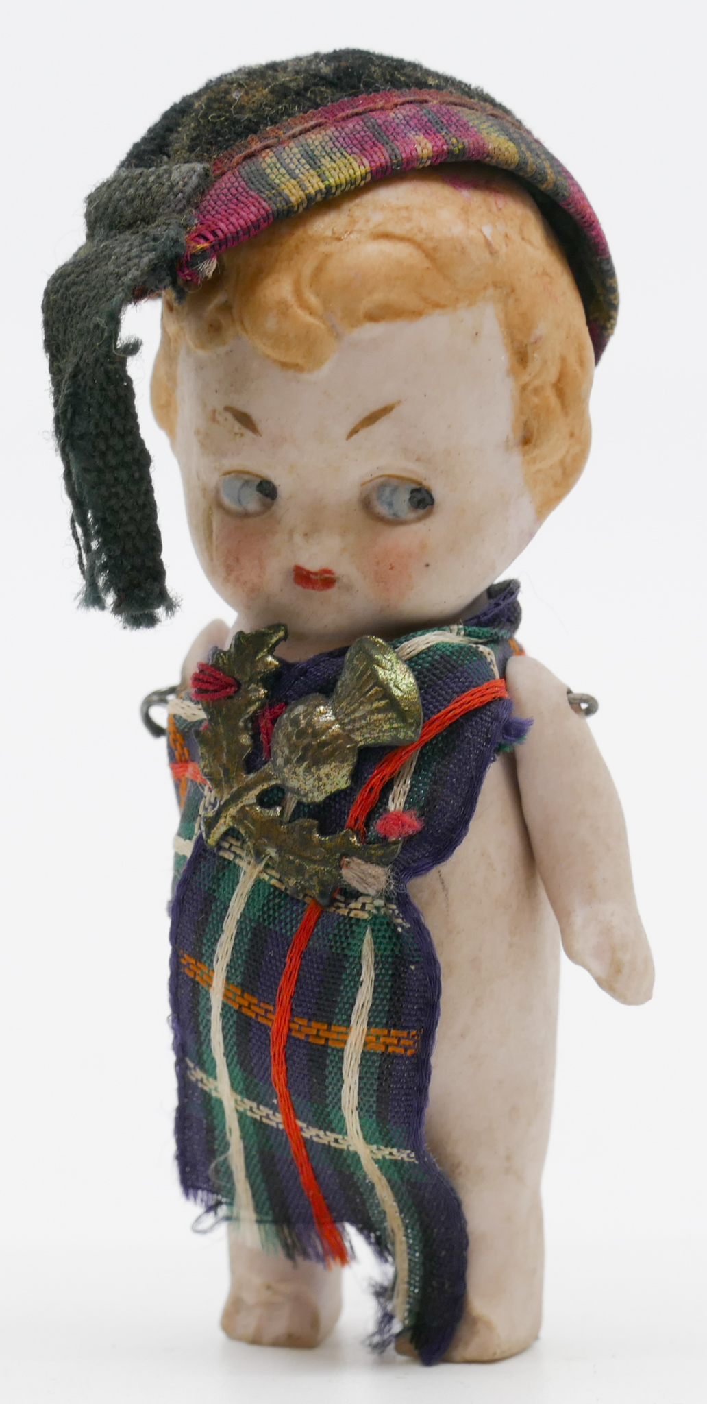 Appraisal: Antique Bisque Scottish Small Doll in Box ''