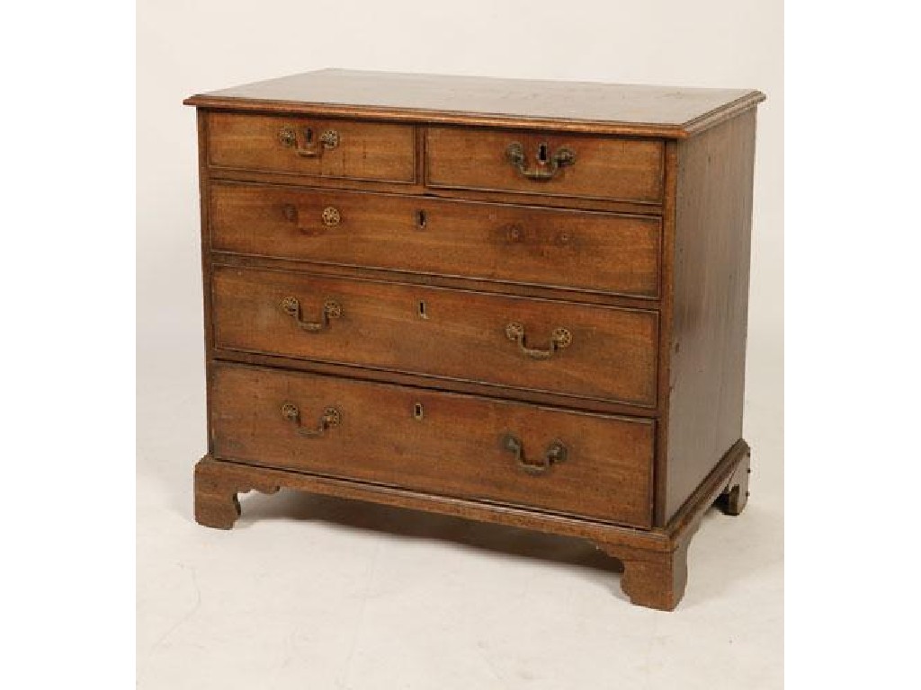 Appraisal: A GEORGE III MAHOGANY CHEST OF DRAWERS the rectangular top