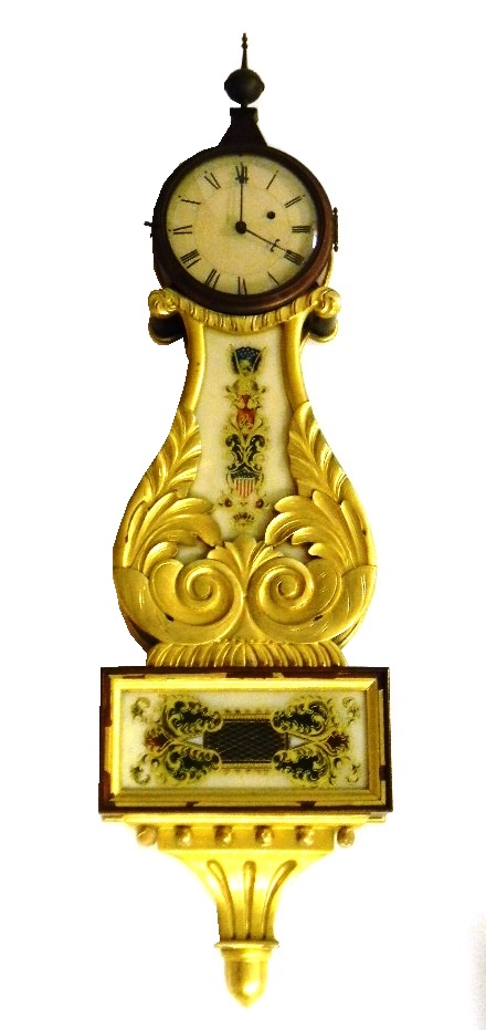 Appraisal: Federal style lyre box banjo wall clock last half th