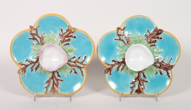 Appraisal: Pair of George Jones majolica oyster plates late th century