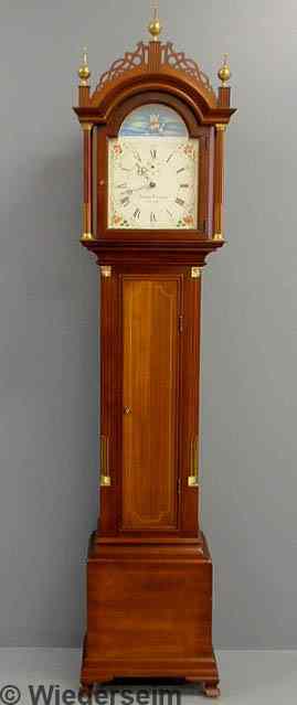 Appraisal: Roxbury style mahogany tall case clock signed Aaron Willard Boston