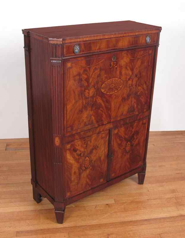 Appraisal: DUTCH BIEDERMEIER SECRETAIRE ABATTANT Early 's dentil molding over single