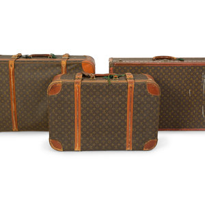 Appraisal: Three Louis Vuitton Travel Cases TH CENTURY comprising one trunk