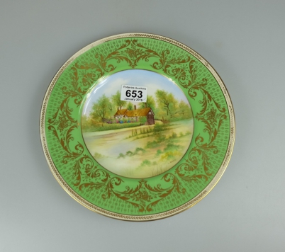 Appraisal: Shelley hand painted Cabinet plate Anne Hathaway's Cottage signed L