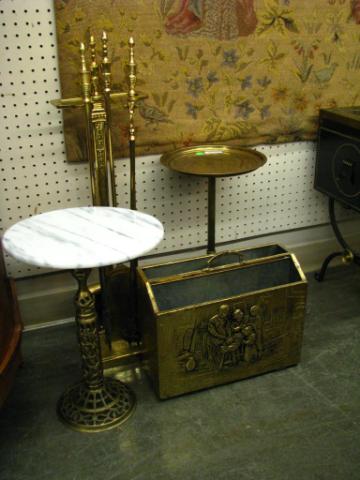 Appraisal: Group of Brass Decorator Accent Items including fireplace tool set