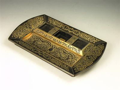 Appraisal: A George IV ebony and brass marquetry inkstand by Halstaff