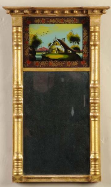 Appraisal: New York Federal Giltwood Mirror Description Circa to Original eglomise