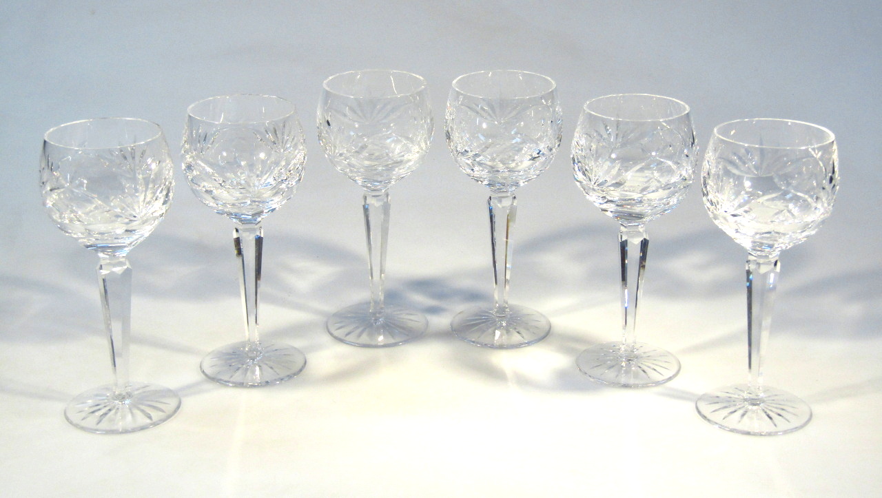 Appraisal: A set of six Waterford Crystal hock glasses each circular