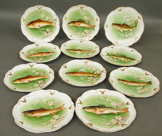 Appraisal: - Eleven French Limoges fish plates c dia -