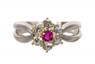 Appraisal: Ruby diamond platinum and k yellow gold ring Ruby diamond