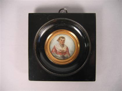 Appraisal: A Continental miniature portrait th century Depicting a woman wearing