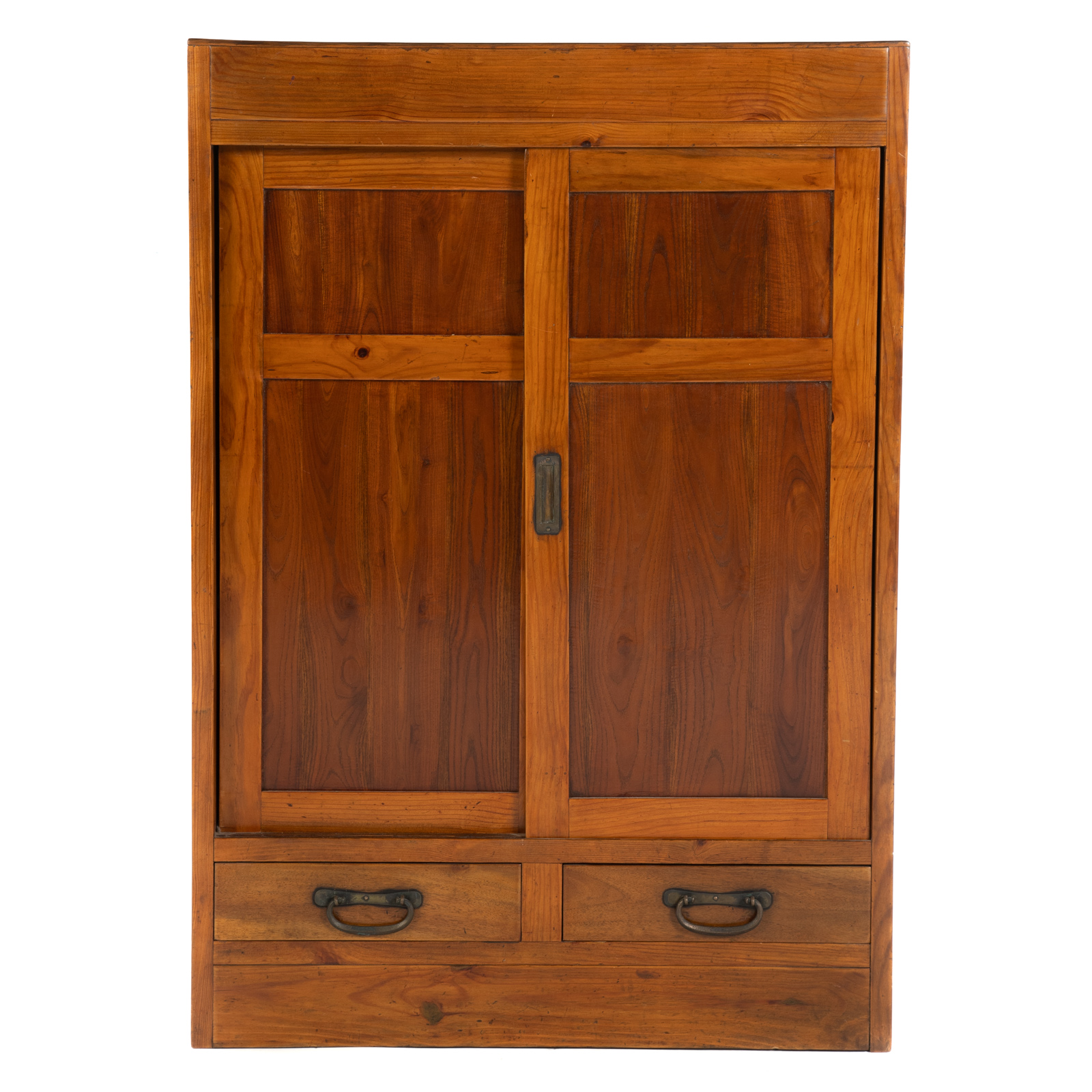 Appraisal: CHINESE SOFTWOOD CABINET th century with two sliding doors over