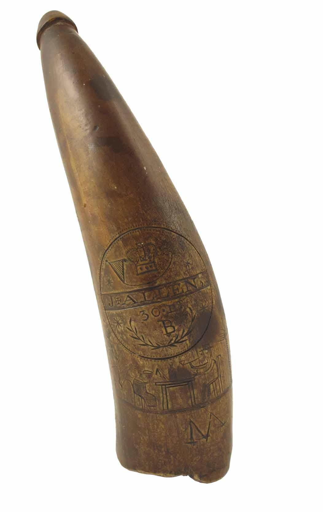 Appraisal: An early th century American powder horn