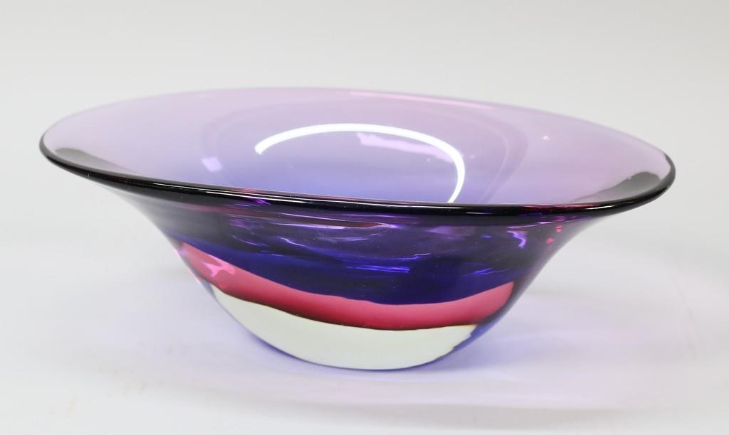 Appraisal: Purple art glass bowl Signed Tiffany and Co on bottom