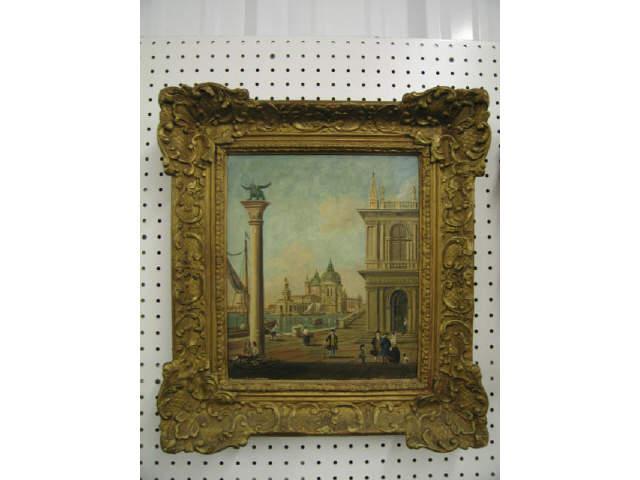 Appraisal: T Terini Oil on Canvas th Century Venetian cityscape with