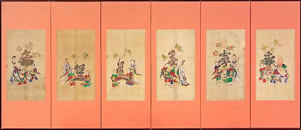 Appraisal: Anonymous Late Joseon Dynasty A set of six subok panels