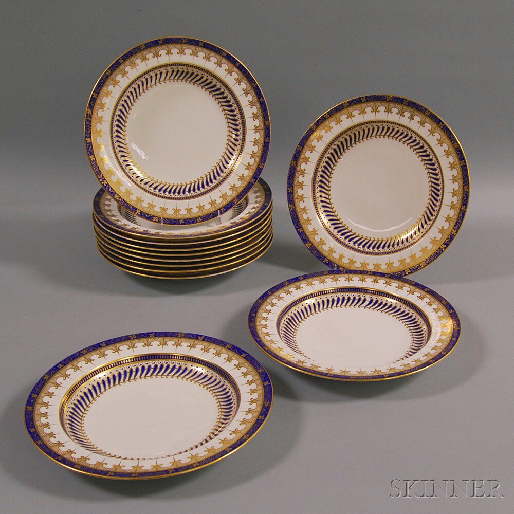 Appraisal: Twelve Royal Crown Derby Soup Plates th century with cobalt