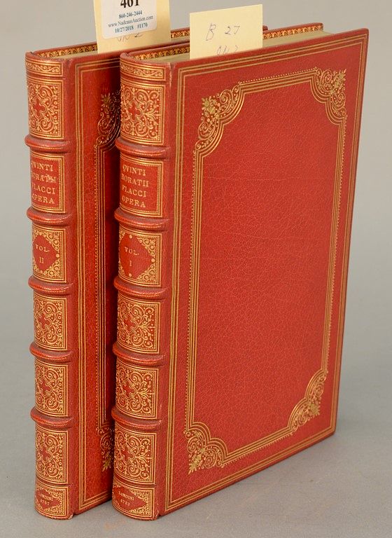 Appraisal: Two volumes by Horace Opera London Johannes Pine red leather