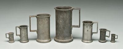 Appraisal: Seven pewter measures similar forms with varying marks two marked