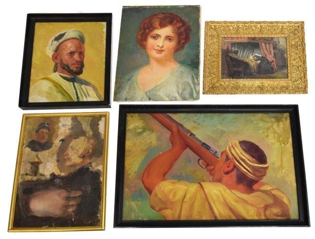 Appraisal: lot of Framed and unframed paintings some portraits including Orientalist