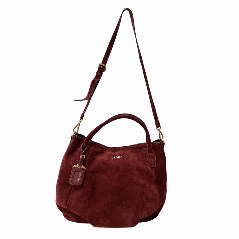 Appraisal: Prada Suede Burgundy Satchel Prada Suede Burgundy Satchel Guaranteed Authentic