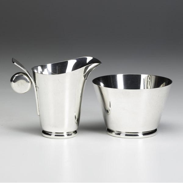 Appraisal: ALLAN ADLER Silver creamer and sugar bowl Stamped ALLAN ADLER