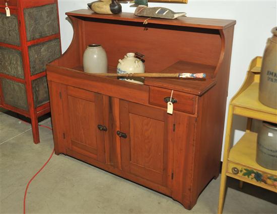 Appraisal: DRY SINK Mixed woods with nail construction Hutch back single