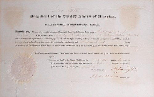 Appraisal: Artist John Tyler President of the United States appointment for