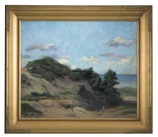 Appraisal: Harold Harrington Betts Coastal with grass-covered hill signed twice lower