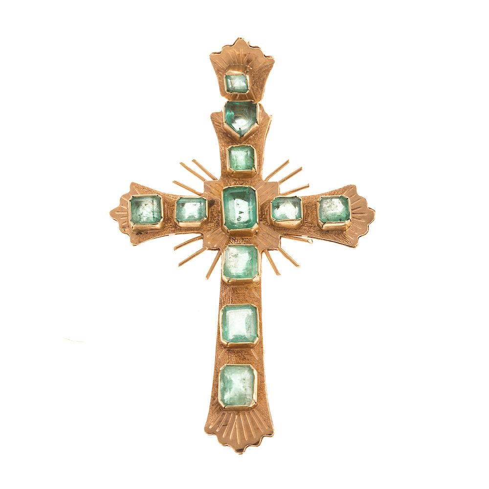 Appraisal: A Victorian Emerald Cross Pendant in K K yellow gold