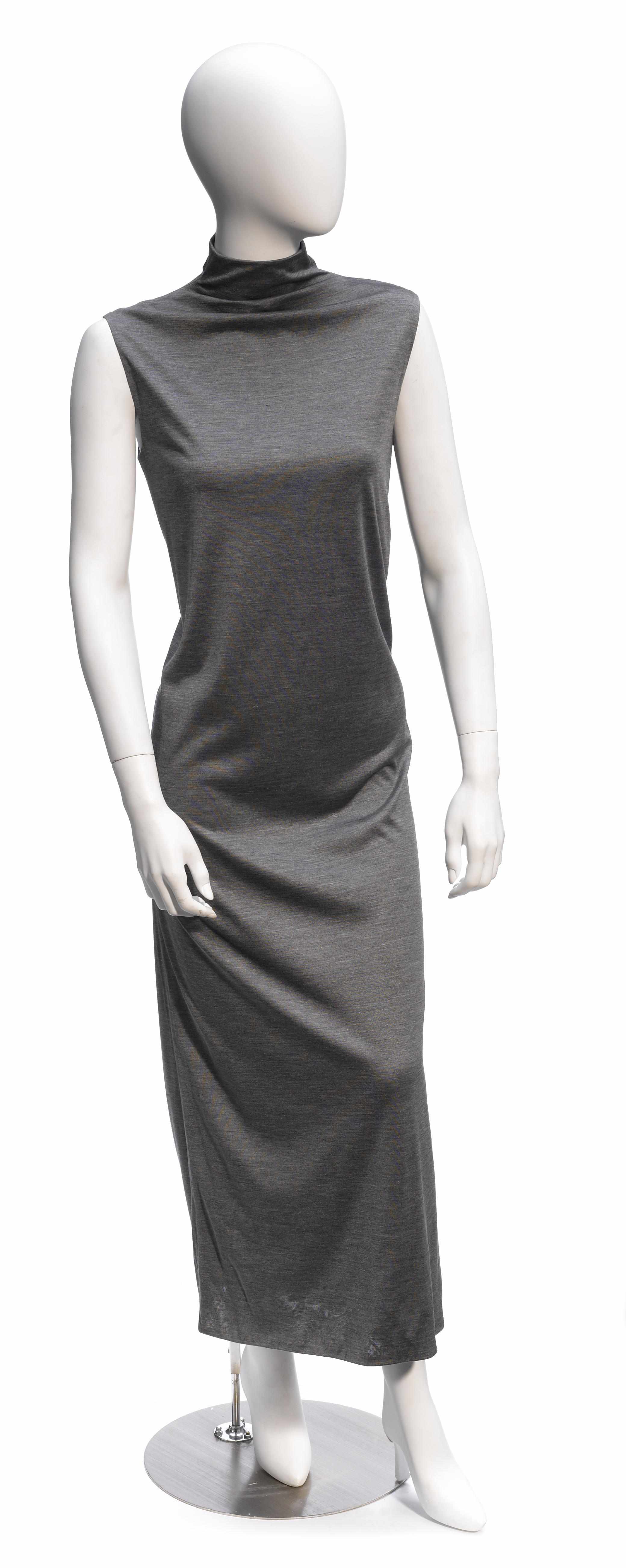 Appraisal: An Herms slate long sleeveless dress size together with a