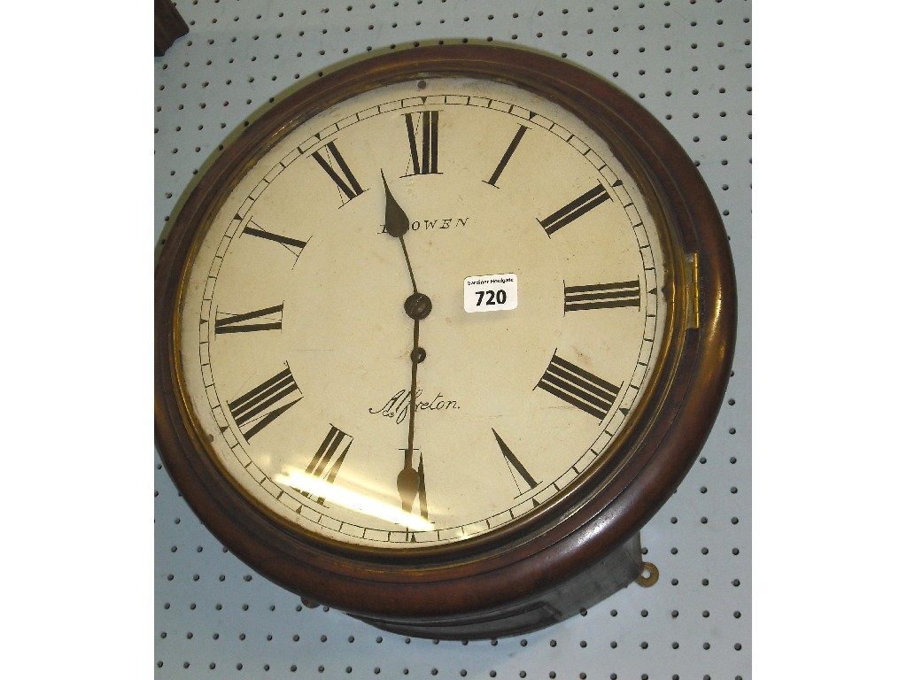 Appraisal: Mahogany wall dial signed D Bowen Alfreton within a turned