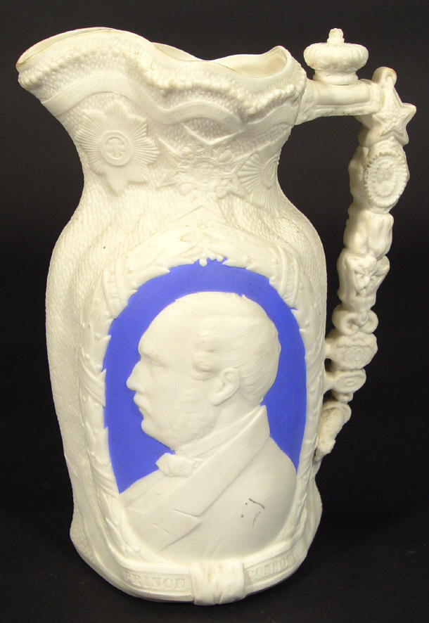 Appraisal: th century parian commemorative jug relief moulded with a portrait