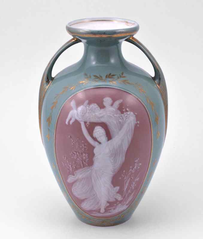 Appraisal: GEBRUDER HEUBACH PATE-SUR-PATE VASE Double handled vessel in a baluster