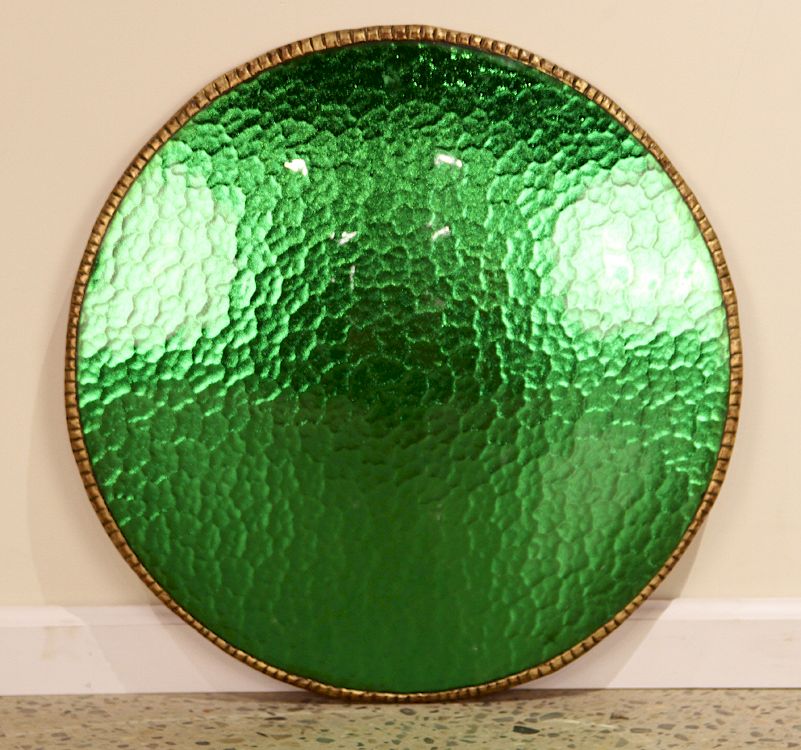 Appraisal: GREEN CONVEX MIRROR MANNER OF LINE VAUTRIN A round green