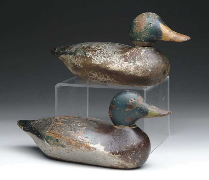 Appraisal: PAIR OF PAINTED AND CARVED MALLARD BY MASON Nice old