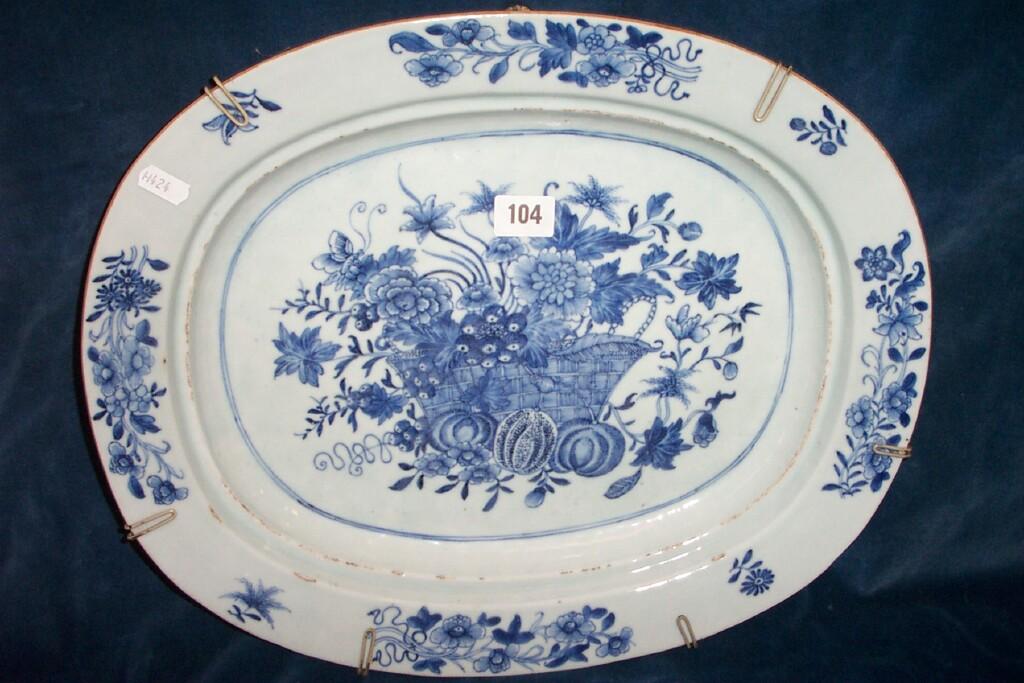 Appraisal: A th century oriental meat plate with blue and white