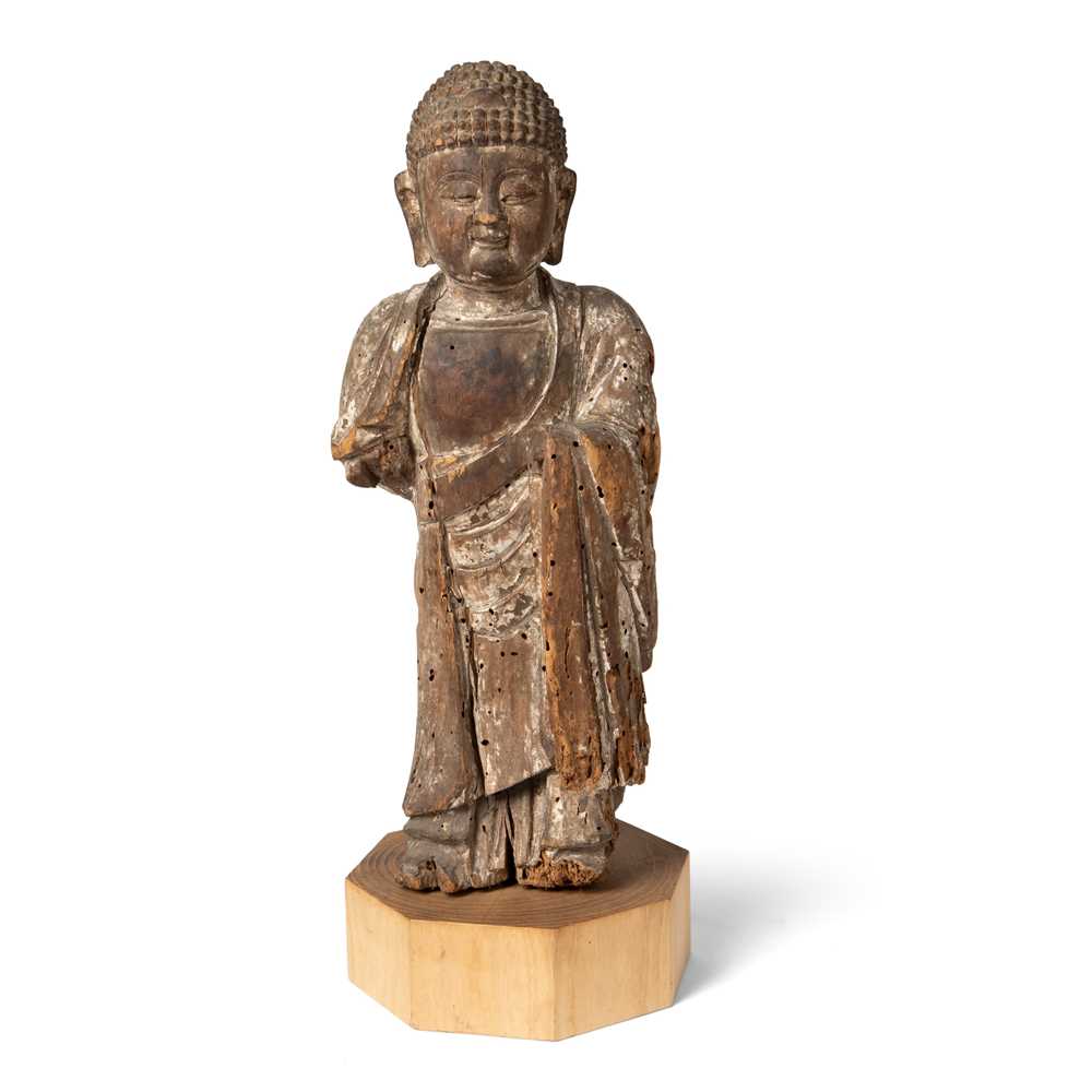 Appraisal: WOODEN FIGURE OF AMITABHA MING DYNASTY TH- TH CENTURY standing