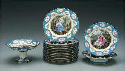 Appraisal: pieces S egrave vres porcelain S egrave vres or S