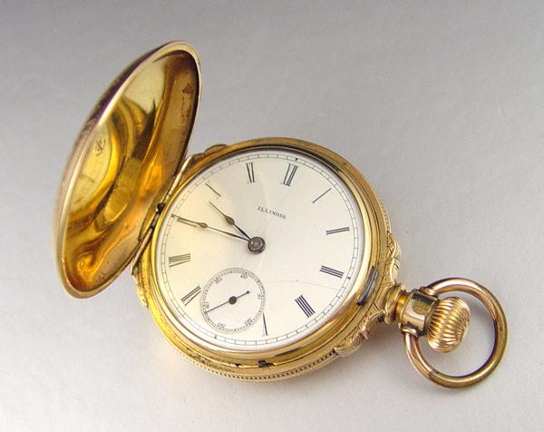 Appraisal: ILLINOIS BOX CASE POCKET WATCH size gold filled case by