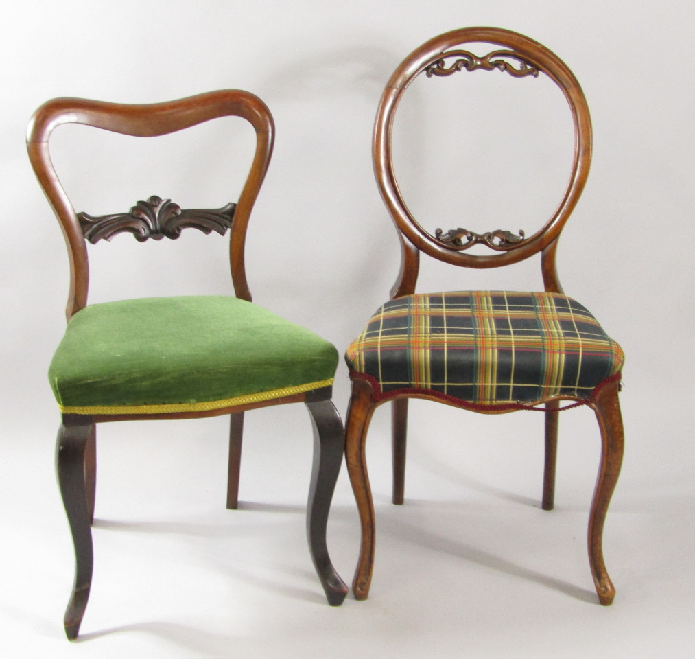 Appraisal: Two Victorian mahogany dining chairs one with balloon back each