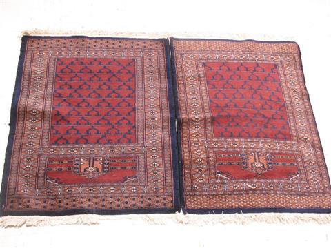 Appraisal: TWO SMALL BOKARA RUG x in and x in