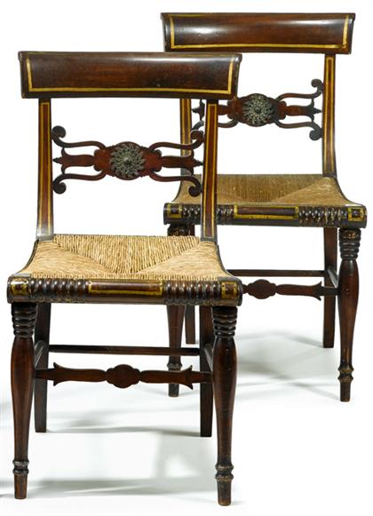 Appraisal: Two painted and gilded rush-seat Fancy chairscirca