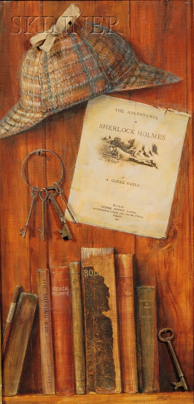 Appraisal: American School th Century Sherlock Holmes Trompe L'oeil Indistinctly signed