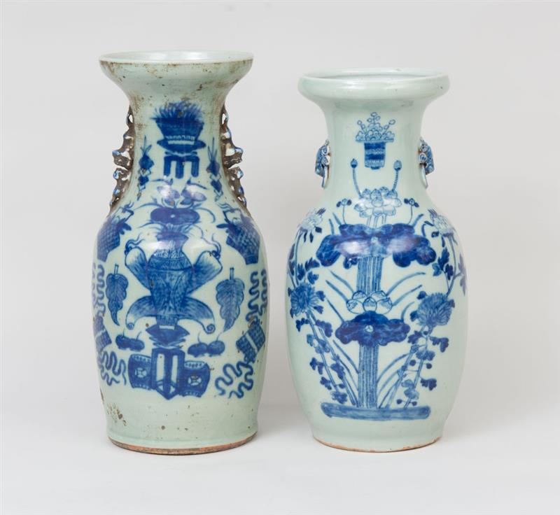 Appraisal: Two Modern Chinese Blue and White Porcelain Baluster-Form Vases in