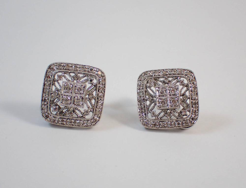 Appraisal: PAIR OF DIAMOND AND FOURTEEN KARAT GOLD EARRINGS each k