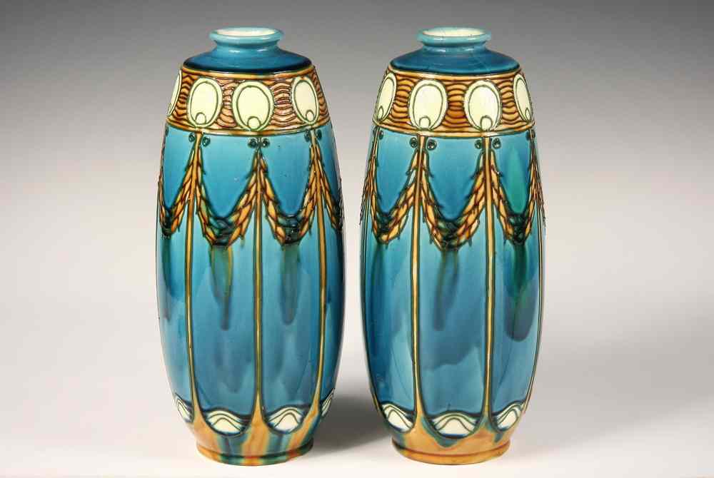 Appraisal: PAIR MINTON VASES - Pair of Art Nouveau Vases with