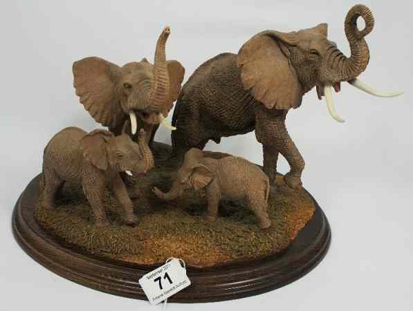 Appraisal: Country Artists Figure Elephants ''Voice of Africa'' on wooden plinth