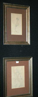 Appraisal: TWO FRAMED PENCIL DRAWINGS